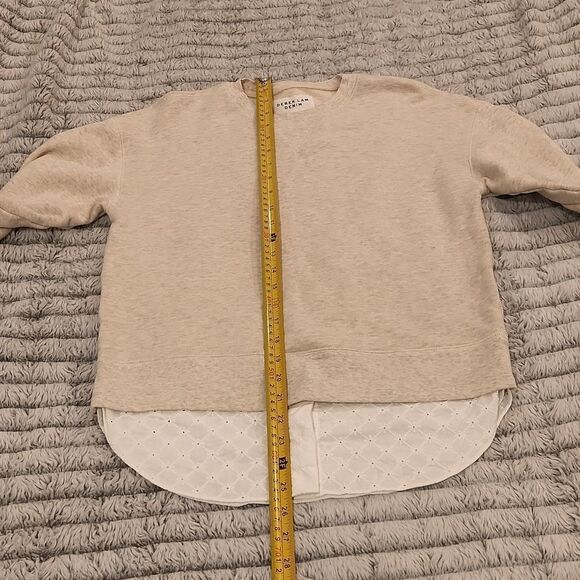 Cream Derek Lam denim sweatshirt with blouse underlay size S - Picture 8 of 9